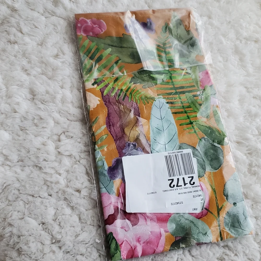 Anthropologie Perennial Flower Dishtowel- multi-colored